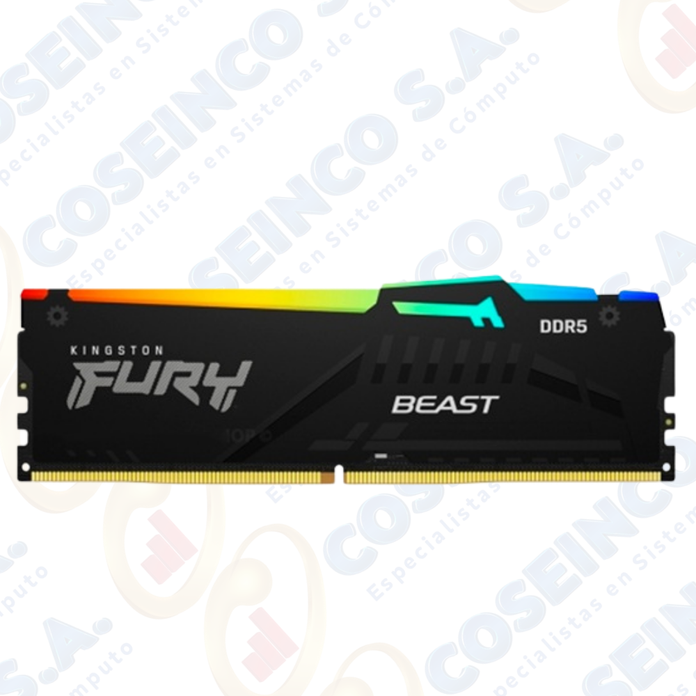 Memoria Kingston Fury Beast 8GB DDR5-5200MHz PC5-41600, CL40, 1.25V, 288-Pin, XMP 3.0, RGB / KF552C40BBA-8