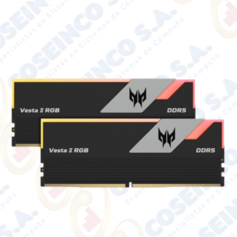 Memoria U-DIMM Predator Vesta II RGB, 32GB (2x16GB) DDR5-6000MHz, PC5-48000, CL32, 1.35V / BL.9BWWR.378