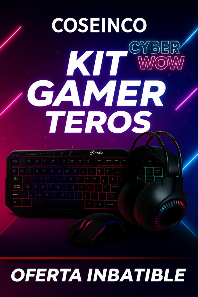 Kit gamer TEROS TE-4063N, teclado multimedia, mouse, headset, mouse pad / TE4063N