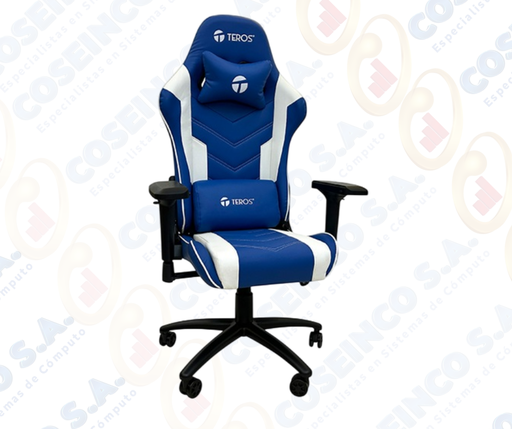 [419716] Silla gamer TEROS TE-8126B, azul y blanco / TE8126B